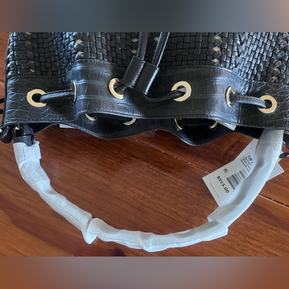 NWT Brahmin Large Marlowe Black Cascata Woven Leather Bucket Shoulder Bag - Picture 9 of 16